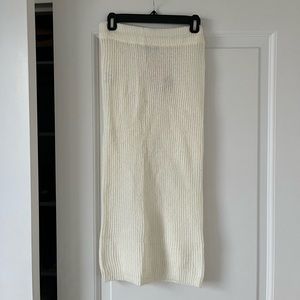 Missguided Cream Ribbed Midi Skirt
